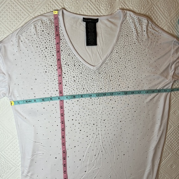 💥💥Design History Large White w/ Rhinestones Blouse - Picture 9 of 11